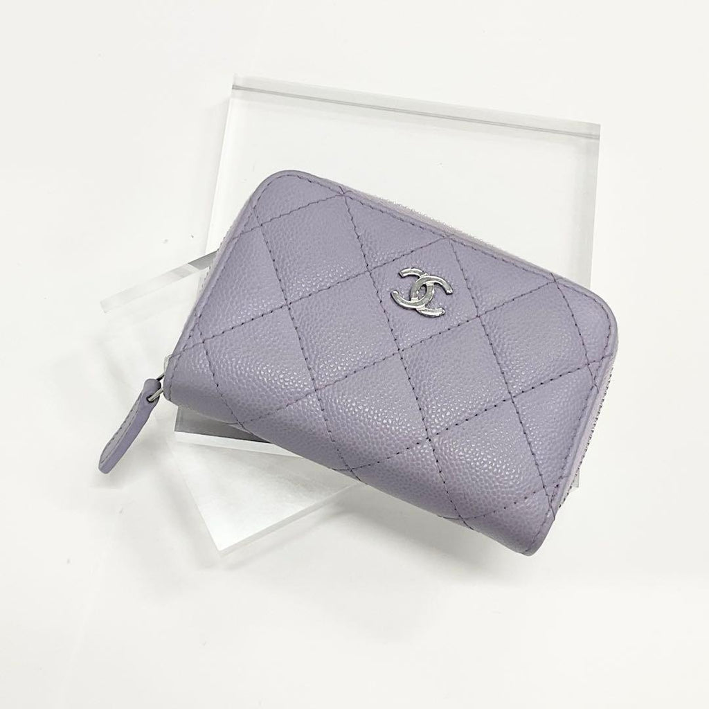 Chanel Caviar Leather Quilted CC Logo Classic Wallet Coin Purse