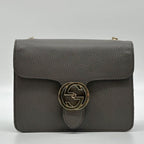 Gucci Interlocking Chain Shoulder Bag Gray Leather — view 2