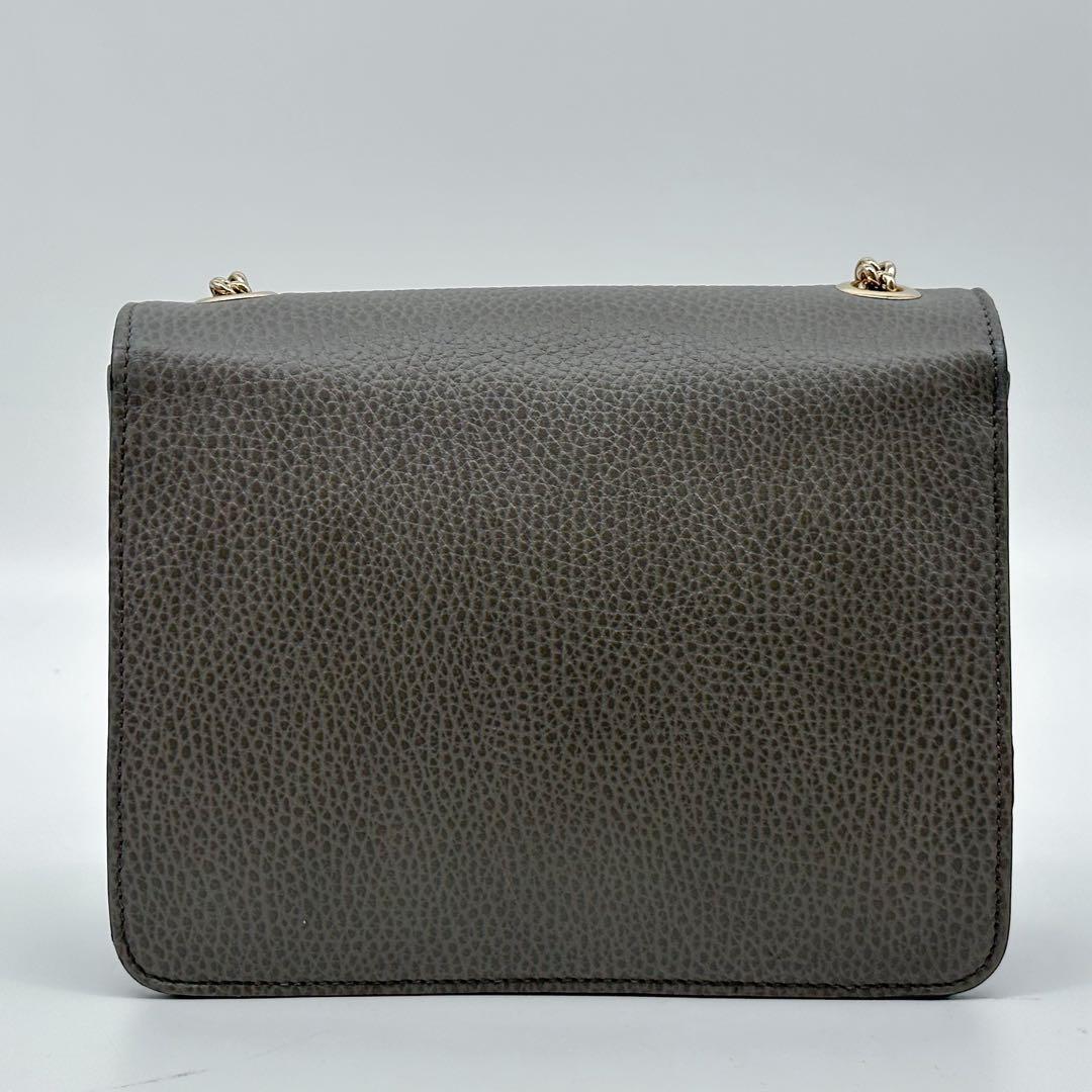 Gucci Interlocking Chain Shoulder Bag Gray Leather — view 3
