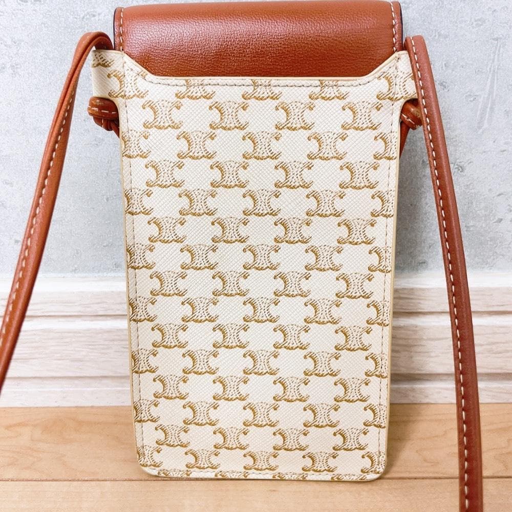 Celine Triomphe Mobile Pouch Shoulder White — view 3