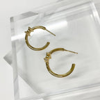 Celine Triomphe Asymmetric Hoop Earrings Gold — view 3