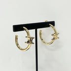 Celine Triomphe Asymmetric Hoop Earrings Gold — view 7