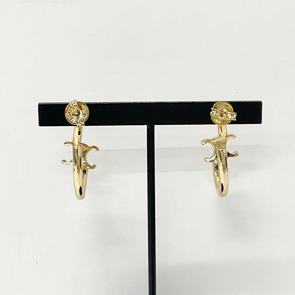 Celine Triomphe Asymmetric Hoop Earrings Gold — view 8