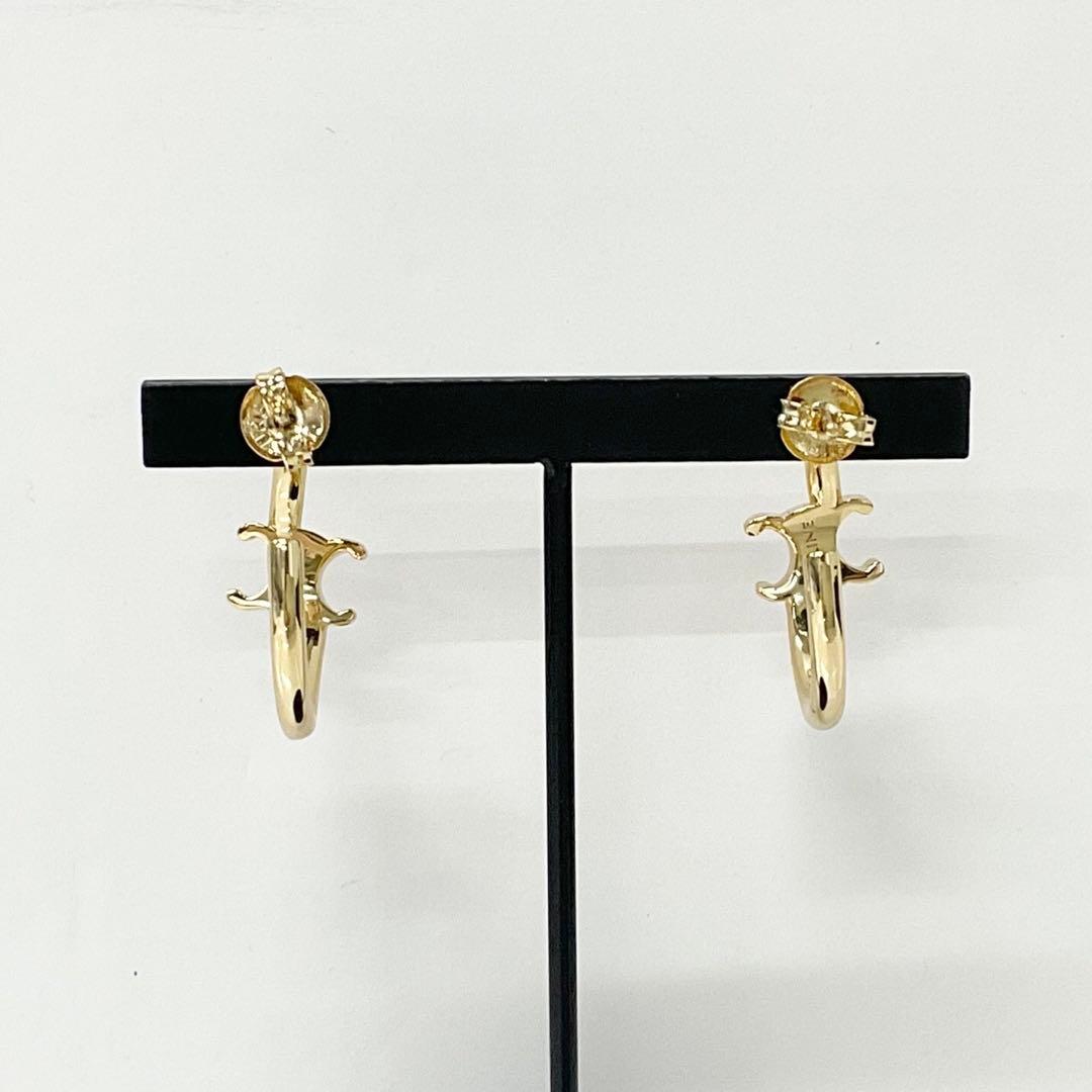 Celine Triomphe Asymmetric Hoop Earrings Gold — view 8