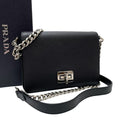 Prada Saffiano Leather Chain Shoulder Bag Black