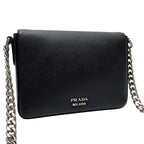 Prada Saffiano Leather Chain Shoulder Bag Black — view 2
