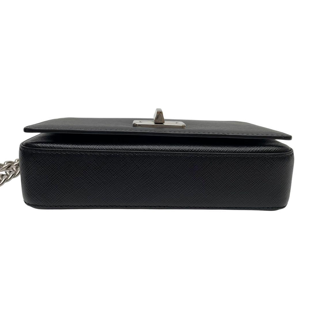 Prada Saffiano Leather Chain Shoulder Bag Black — view 5