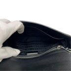 Prada Saffiano Leather Chain Shoulder Bag Black — view 8