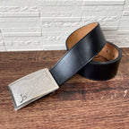 Louis Vuitton Leather Silver Buckle Ceinture Belt Black — view 2