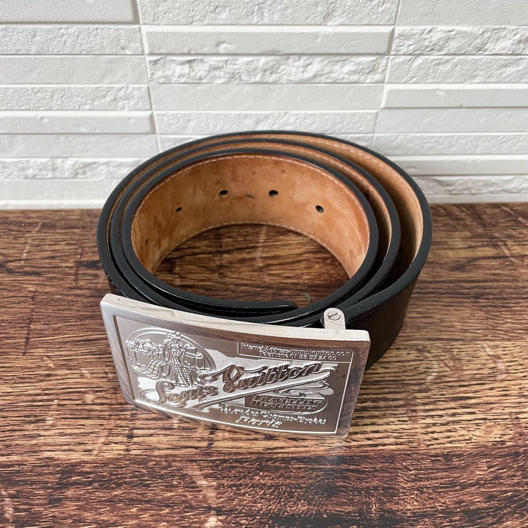 Louis Vuitton Leather Silver Buckle Ceinture Belt Black — view 3