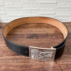 Louis Vuitton Leather Silver Buckle Ceinture Belt Black — view 5