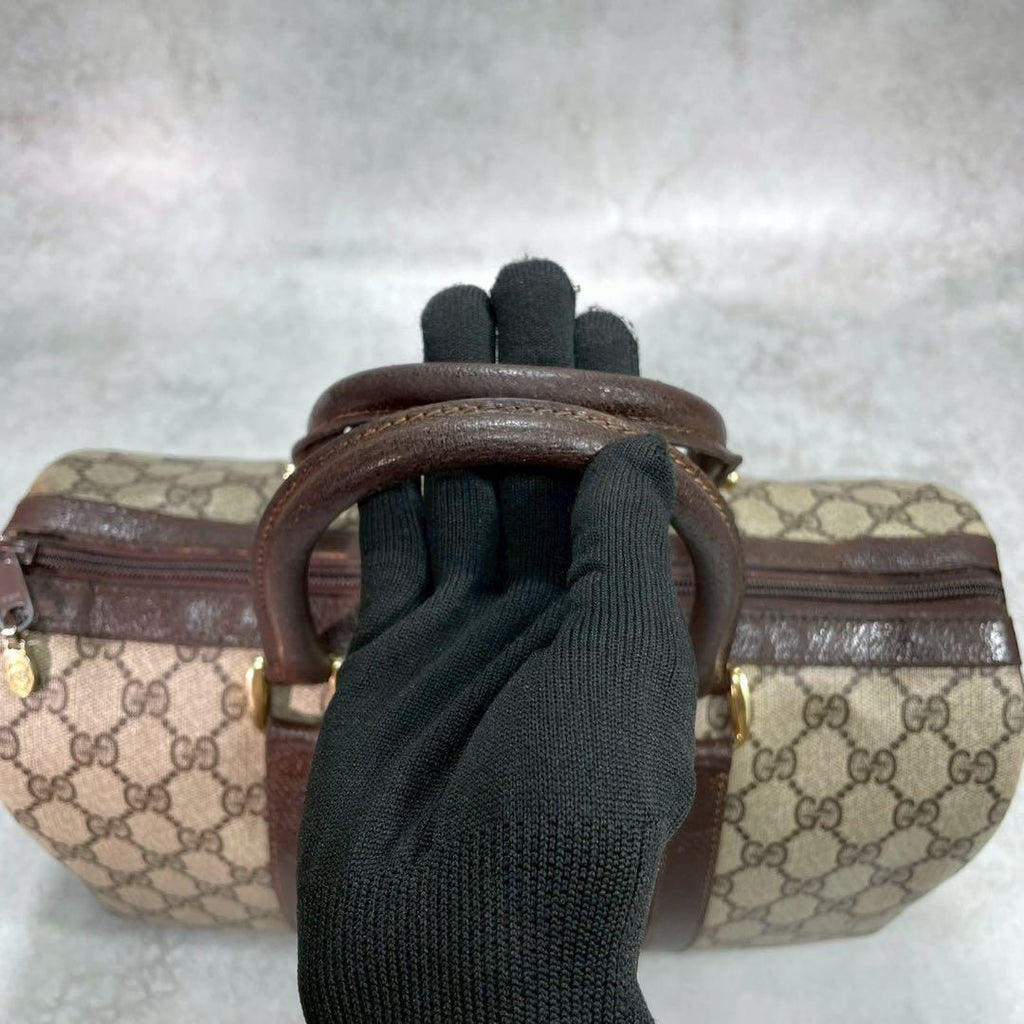 Gucci GG Sherry Line Boston Bag Brown Logo Leather — view 4