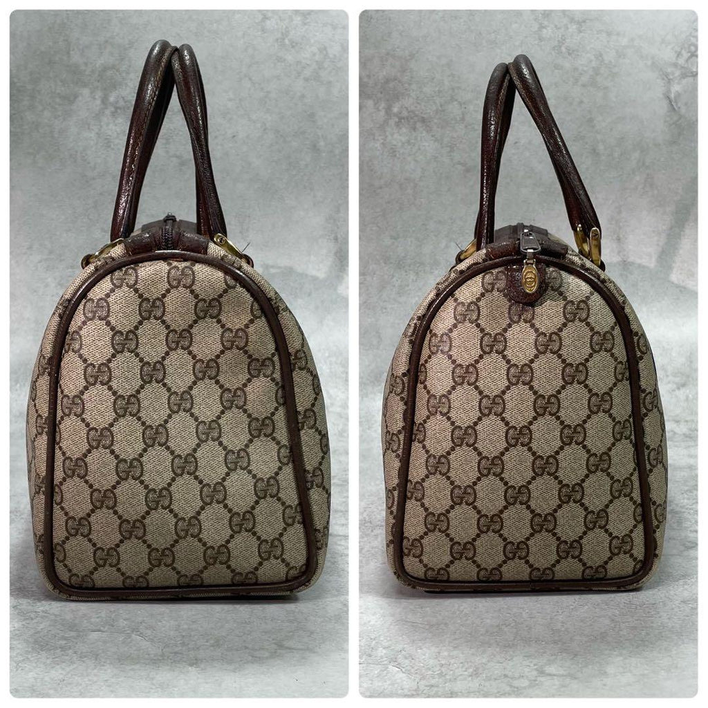 Gucci GG Sherry Line Boston Bag Brown Logo Leather — view 7