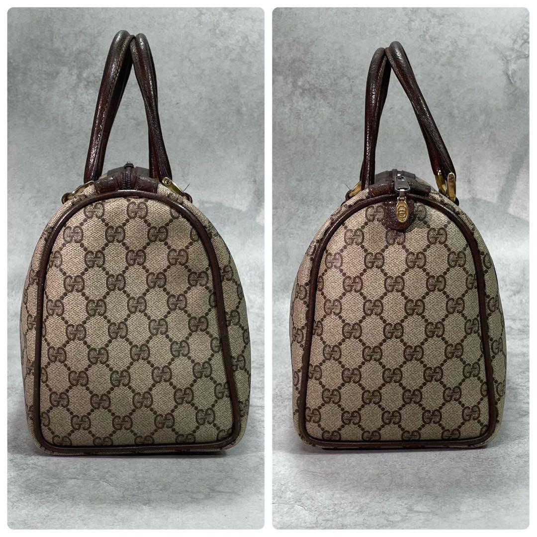 Gucci GG Sherry Line Boston Bag Brown Logo Leather — view 7