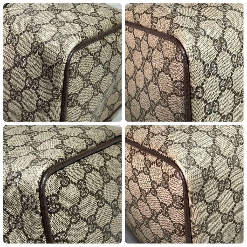 Gucci GG Sherry Line Boston Bag Brown Logo Leather — view 9