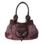 Celine Tweed Xleather Triomphe Vintage Handbag — view 2