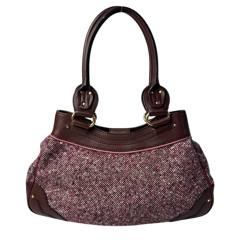 Celine Tweed Xleather Triomphe Vintage Handbag — view 3