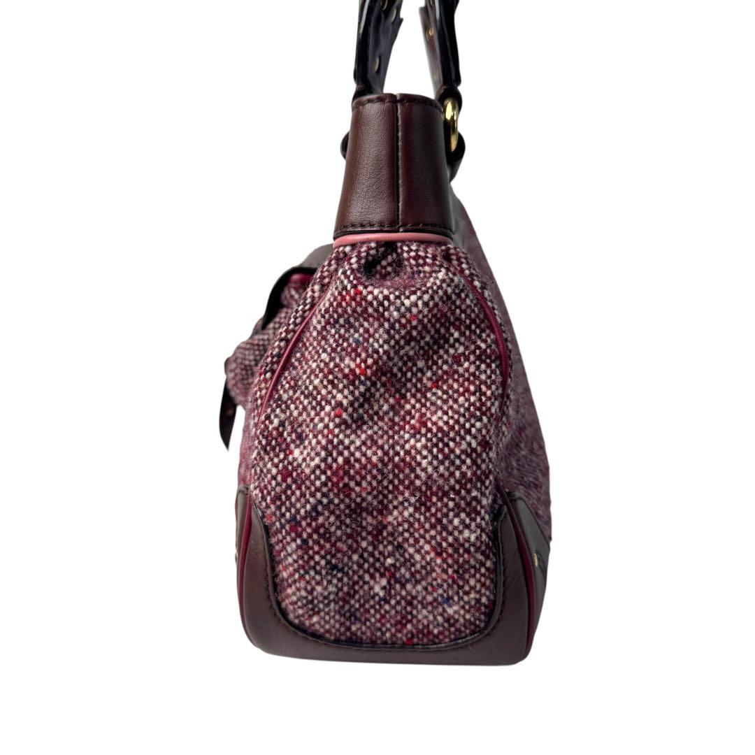 Celine Tweed Xleather Triomphe Vintage Handbag — view 4