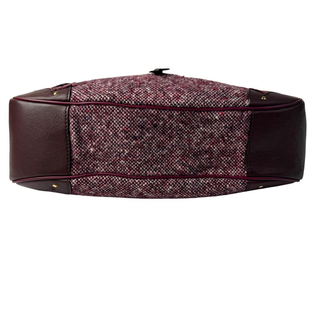 Celine Tweed Xleather Triomphe Vintage Handbag — view 6