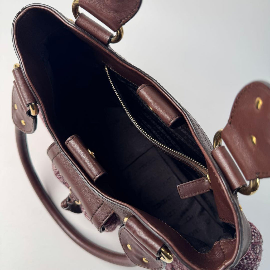Celine Tweed Xleather Triomphe Vintage Handbag — view 7