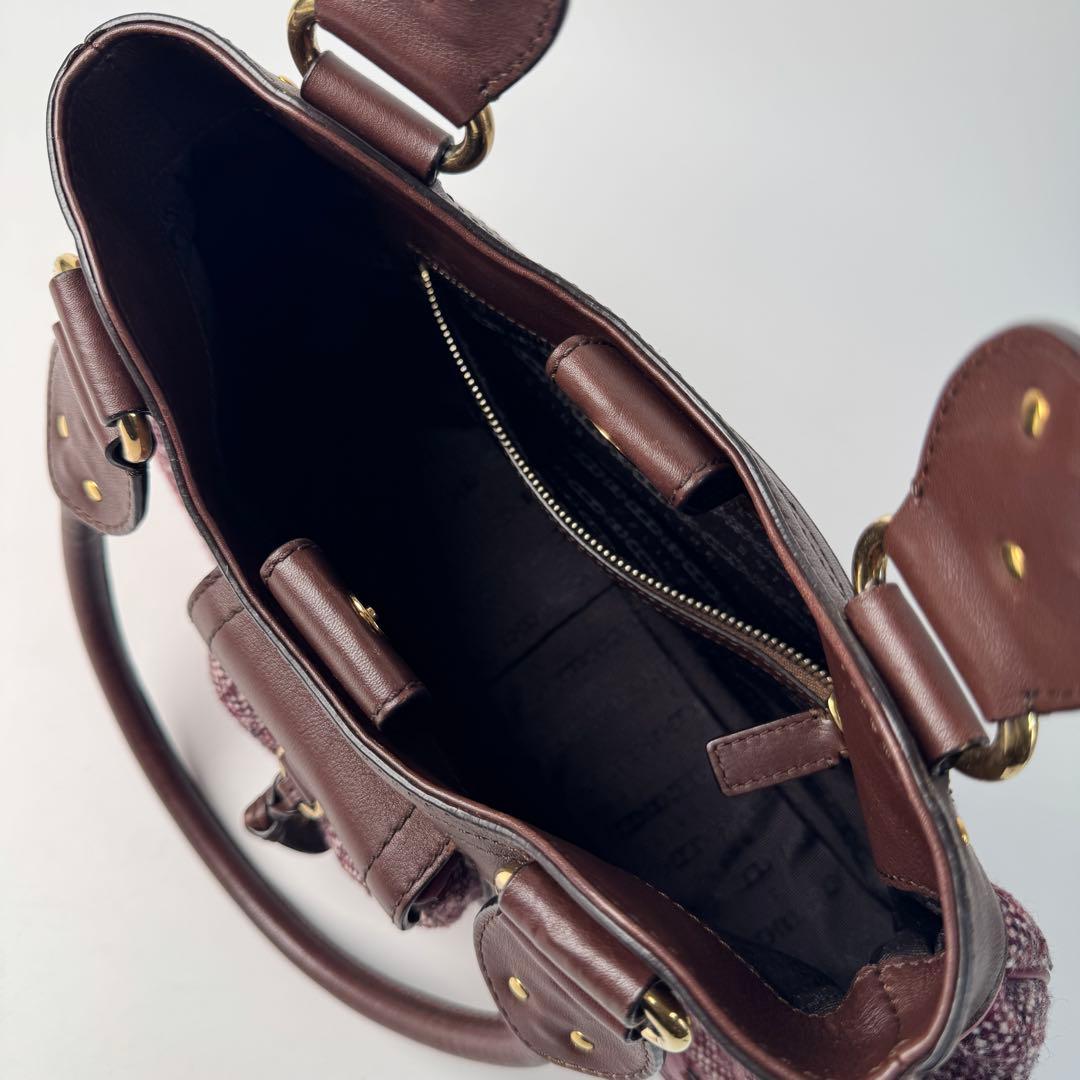 Celine Tweed Xleather Triomphe Vintage Handbag — view 7