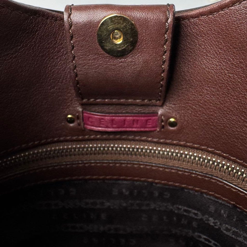 Celine Tweed Xleather Triomphe Vintage Handbag — view 8