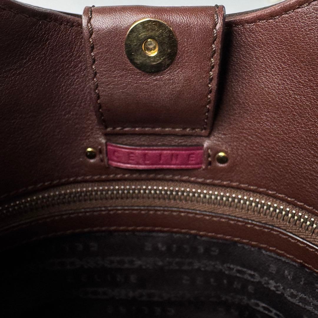 Celine Tweed Xleather Triomphe Vintage Handbag — view 8