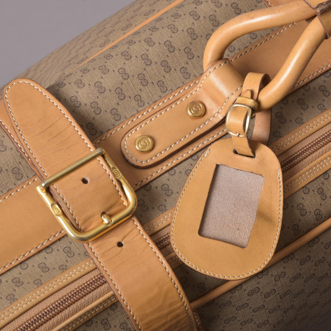 Gucci Vintage Micro GG Trunk 75 Boston Leather Beige Travel — view 7