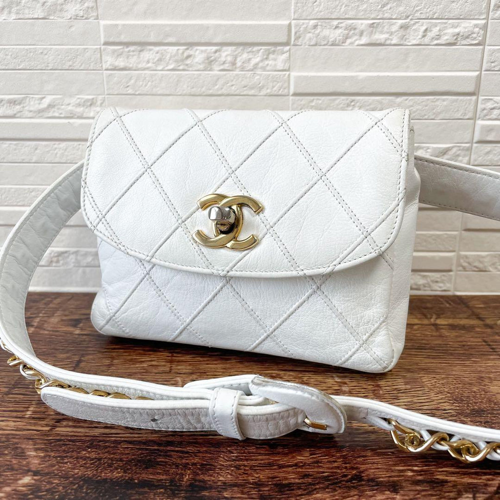 Chanel Bicolor Quilted Lambskin Waist Belt