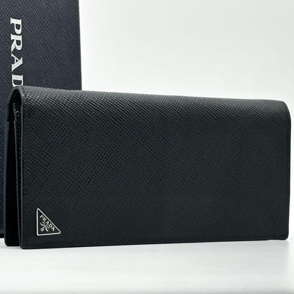 Prada Leather Triangle Logo Saffiano Wallet