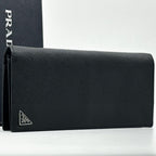 Prada Leather Triangle Logo Saffiano Wallet