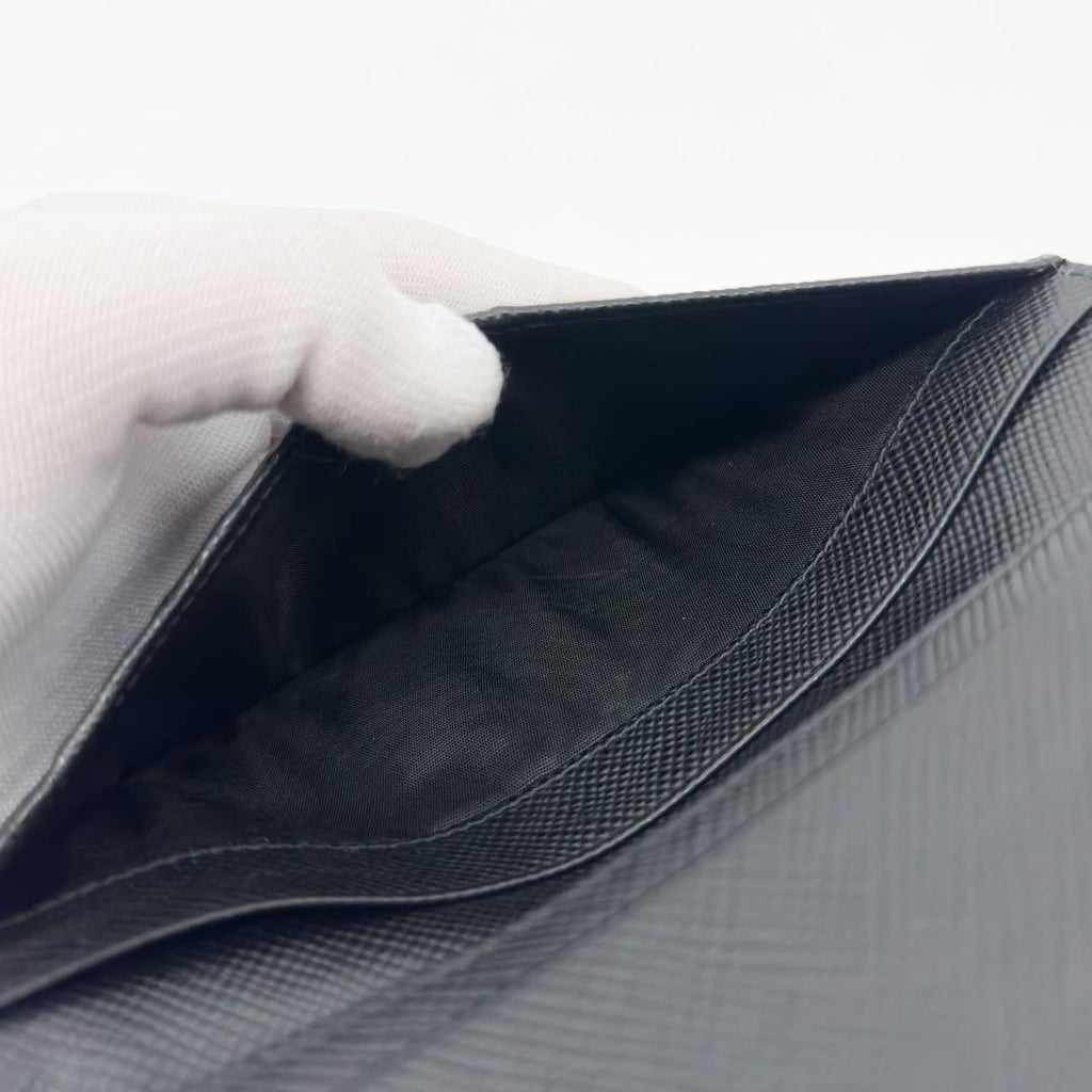 Prada Leather Triangle Logo Saffiano Wallet — view 8