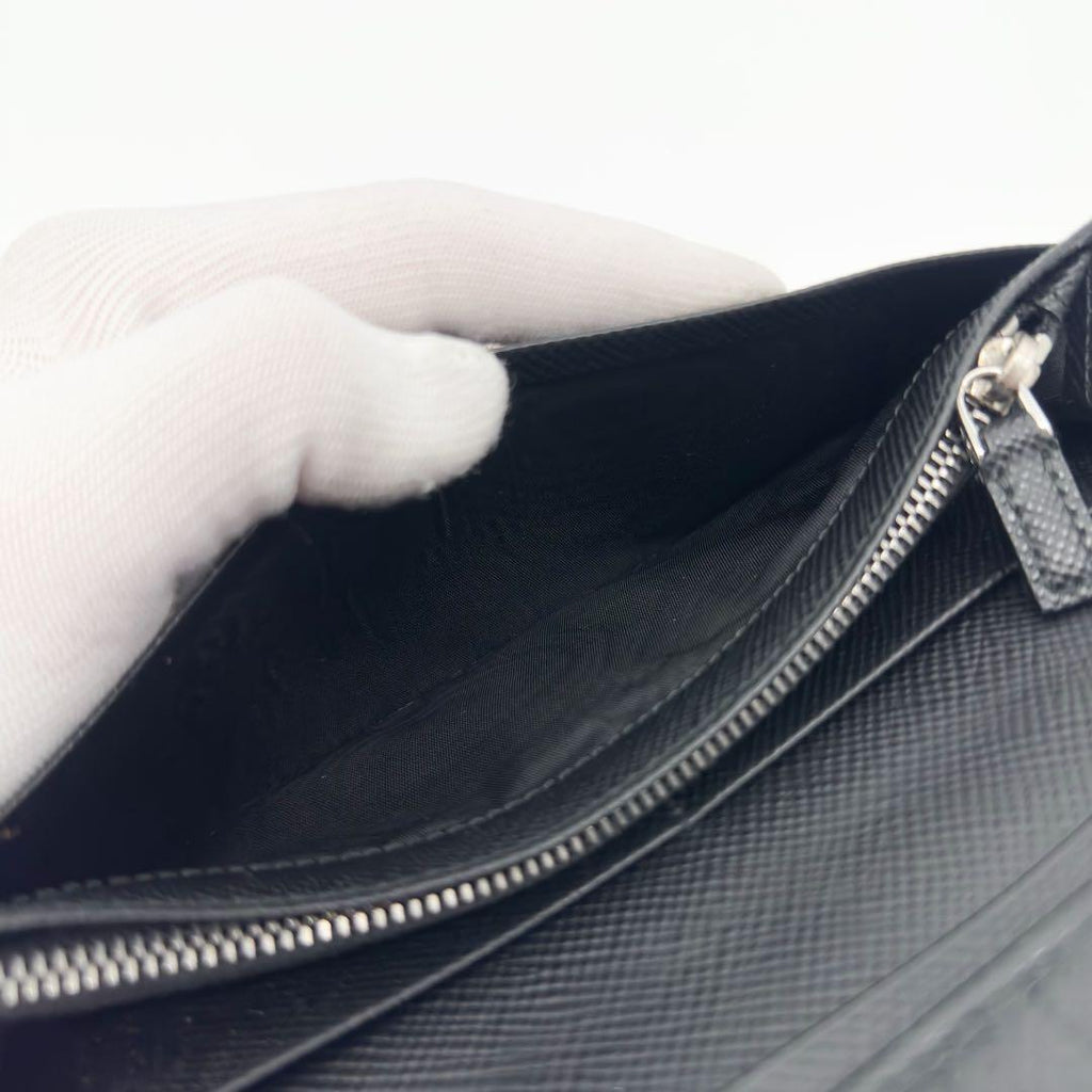 Prada Leather Triangle Logo Saffiano Wallet — view 9