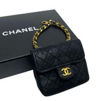 Chanel Lambskin Mini Quilted Shoulder Bag Charm Black
