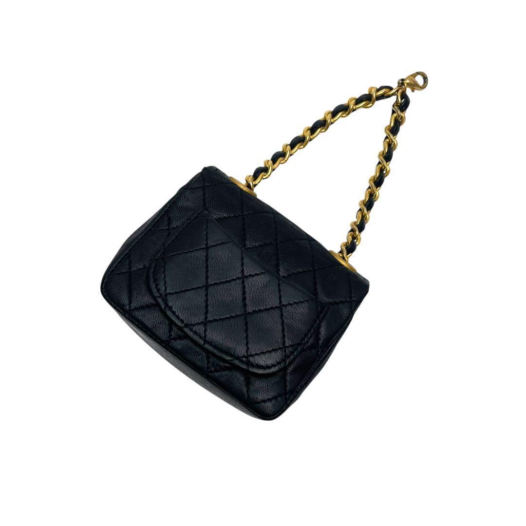 Chanel Lambskin Mini Quilted Shoulder Bag Charm Black — view 2