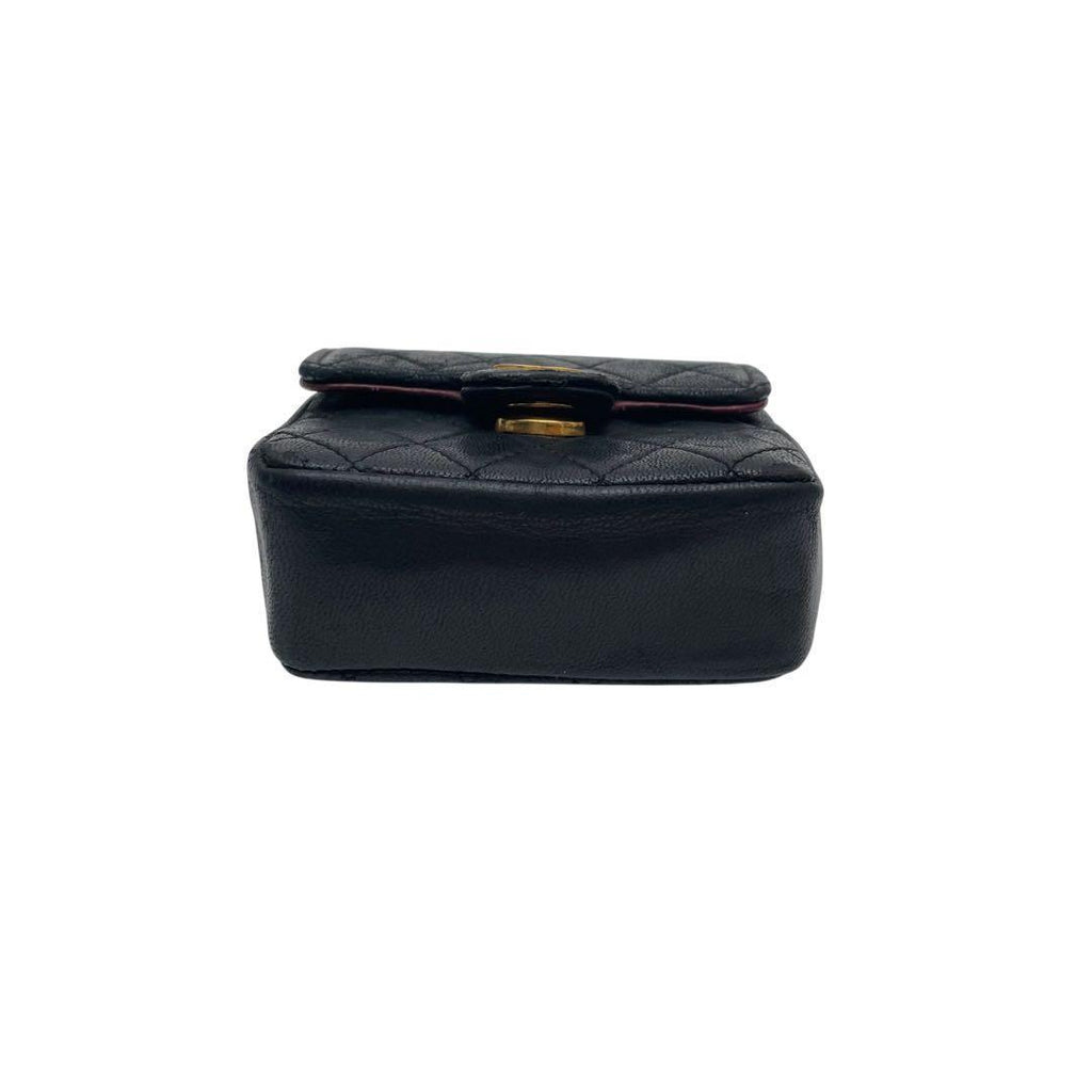 Chanel Lambskin Mini Quilted Shoulder Bag Charm Black — view 5