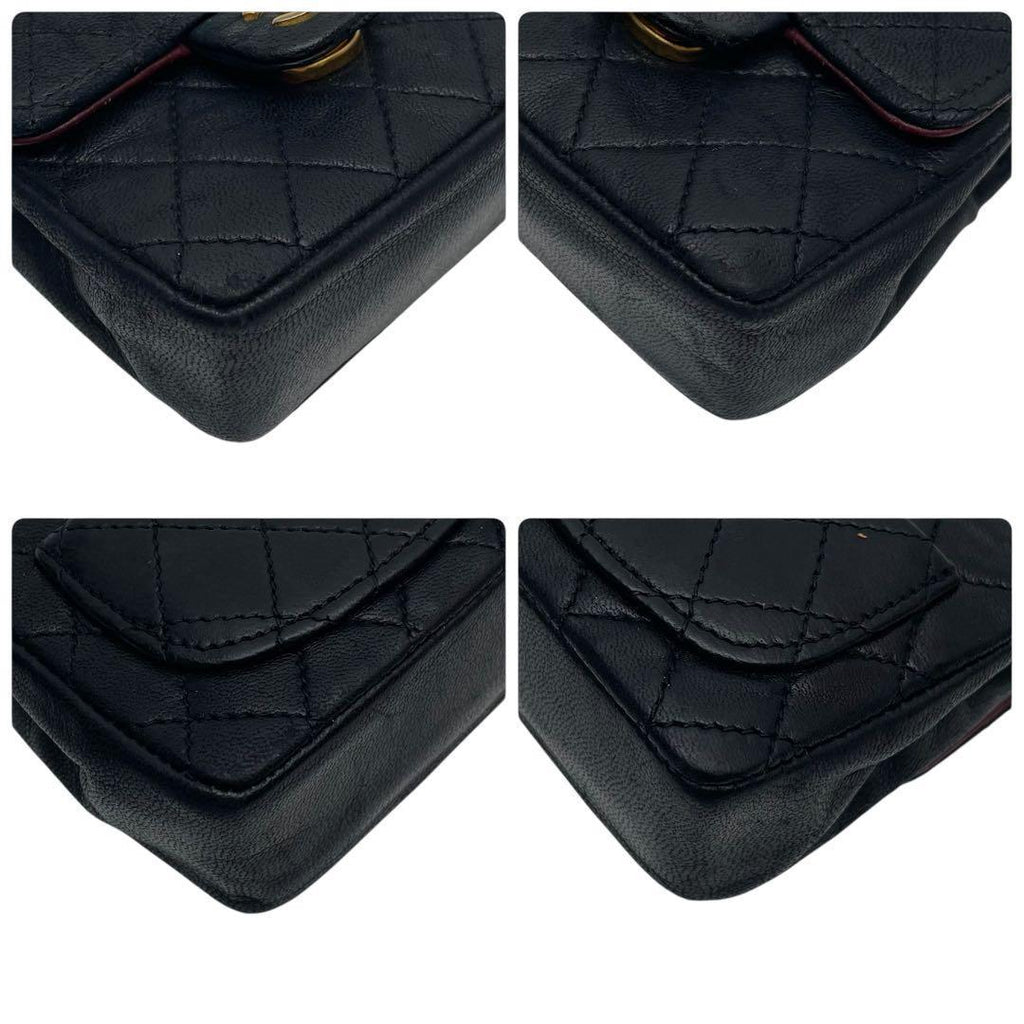 Chanel Lambskin Mini Quilted Shoulder Bag Charm Black — view 6
