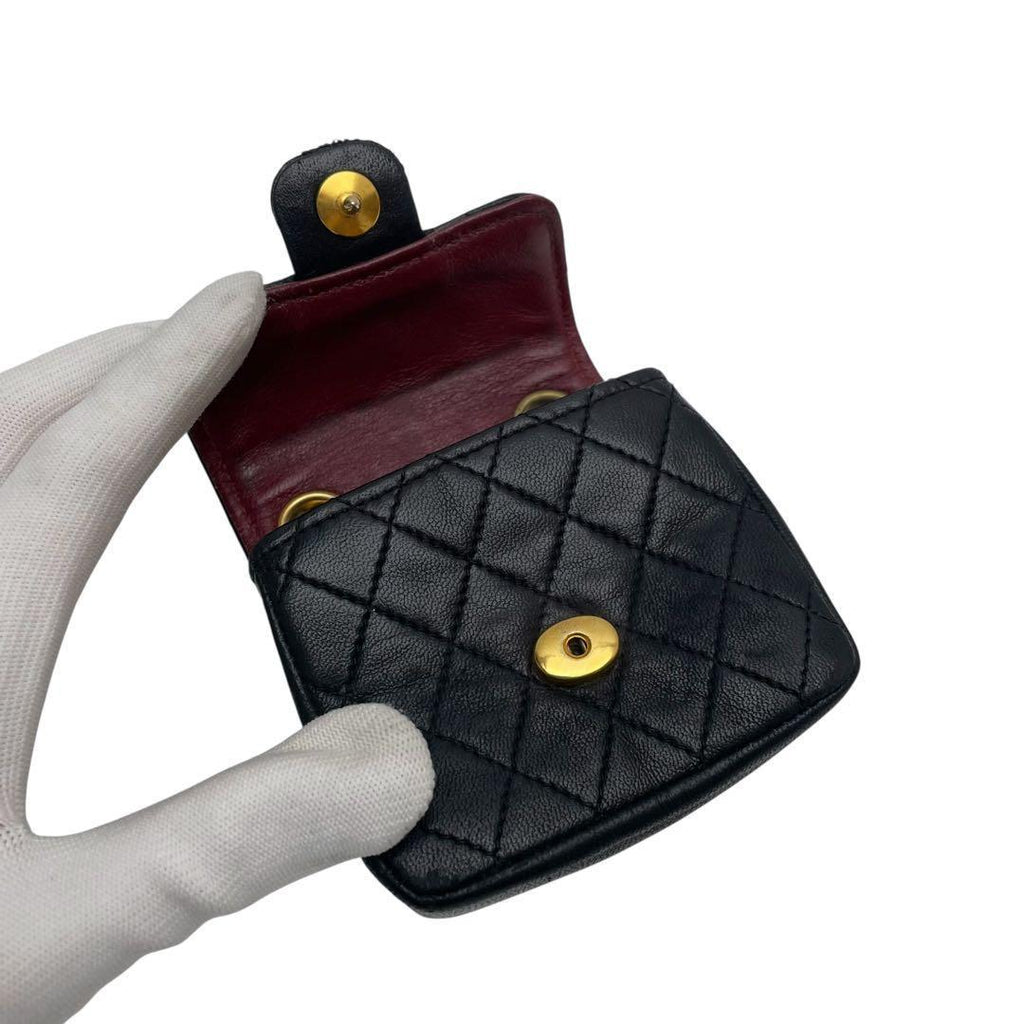 Chanel Lambskin Mini Quilted Shoulder Bag Charm Black — view 7