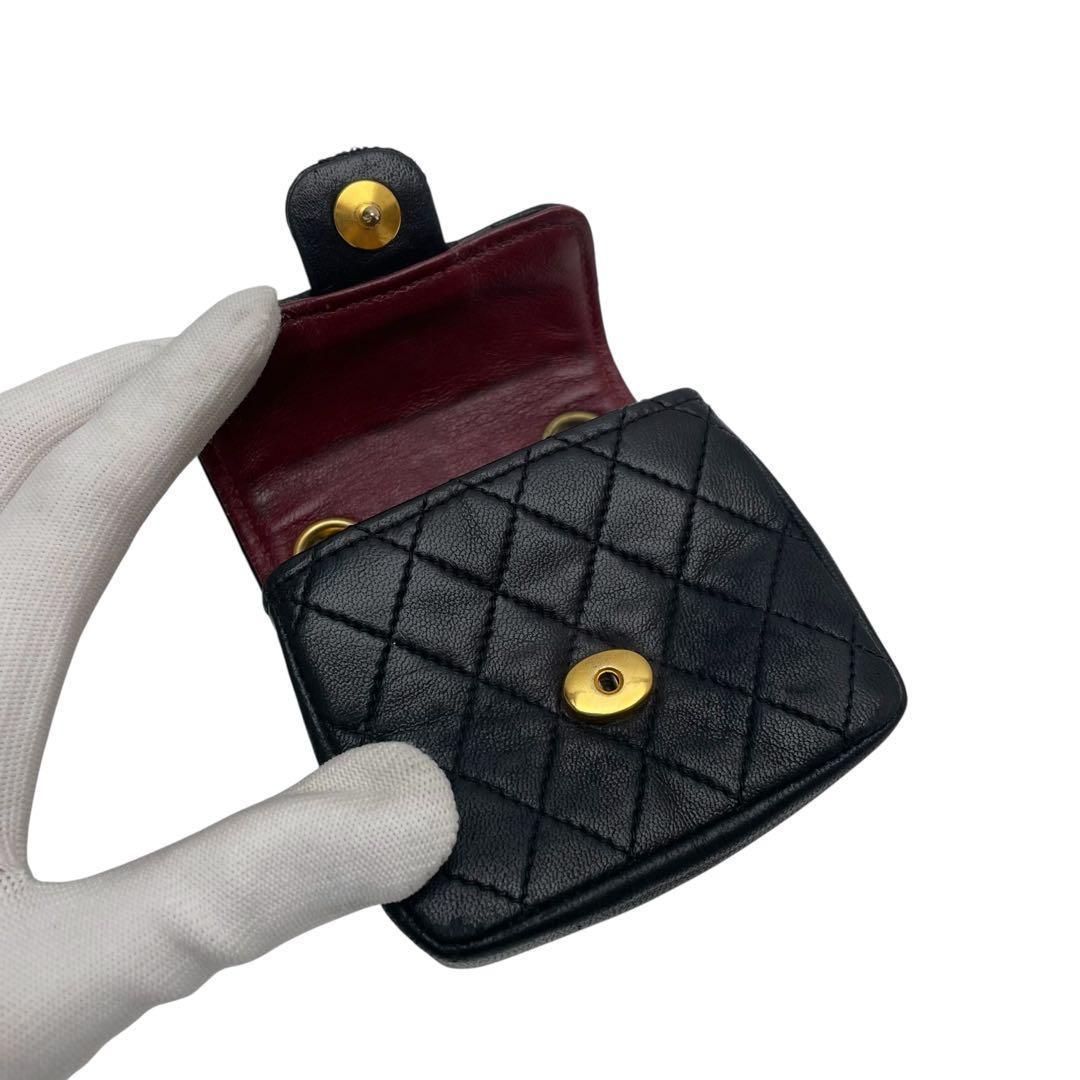 Chanel Lambskin Mini Quilted Shoulder Bag Charm Black — view 7