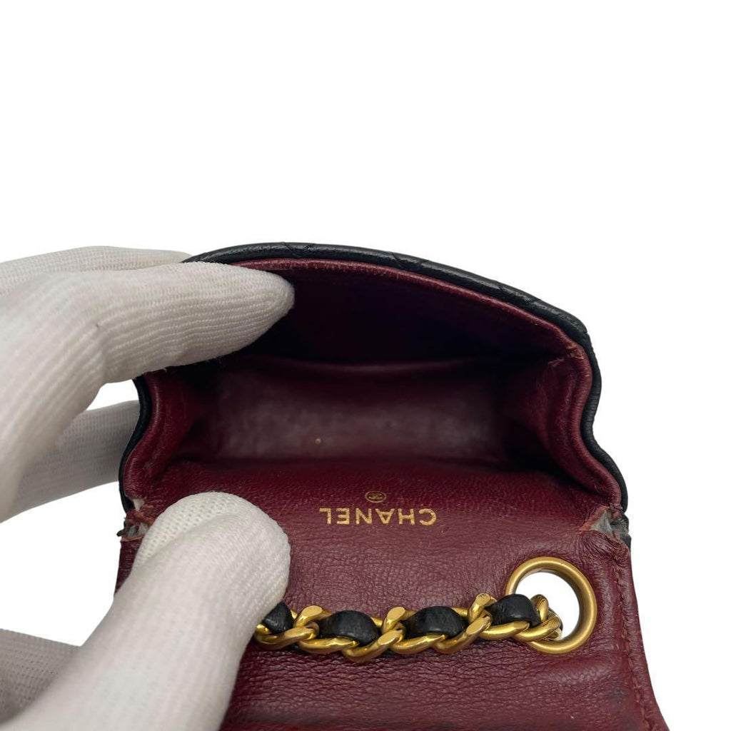 Chanel Lambskin Mini Quilted Shoulder Bag Charm Black — view 8
