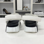 Hermes Junior Logo Leather Velcro Sandals White Black — view 5