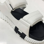 Hermes Junior Logo Leather Velcro Sandals White Black — view 9