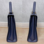 Celine Triomphe Leather 2-Way Handbag Blue — view 4