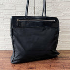 Prada Nylon Leather Triangle Plate Logo Shoulder Tote Black — view 3