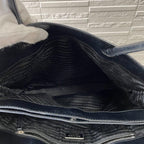 Prada Nylon Leather Triangle Plate Logo Shoulder Tote Black — view 8