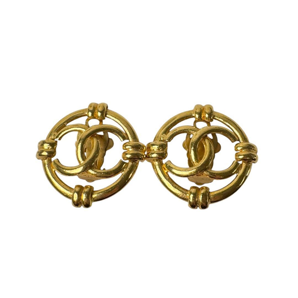 Chanel CC Logo Earrings Gold Vintage 29 — view 2