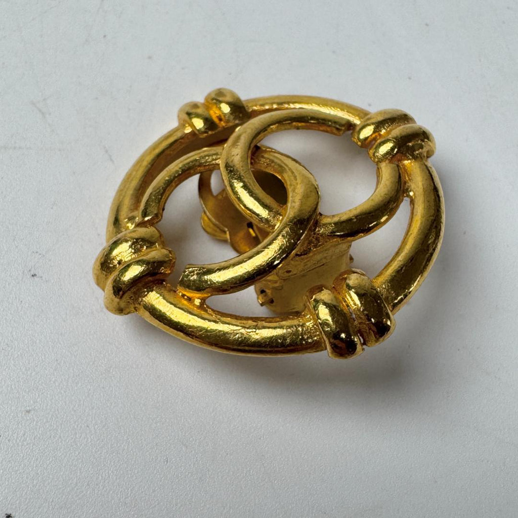 Chanel CC Logo Earrings Gold Vintage 29 — view 6