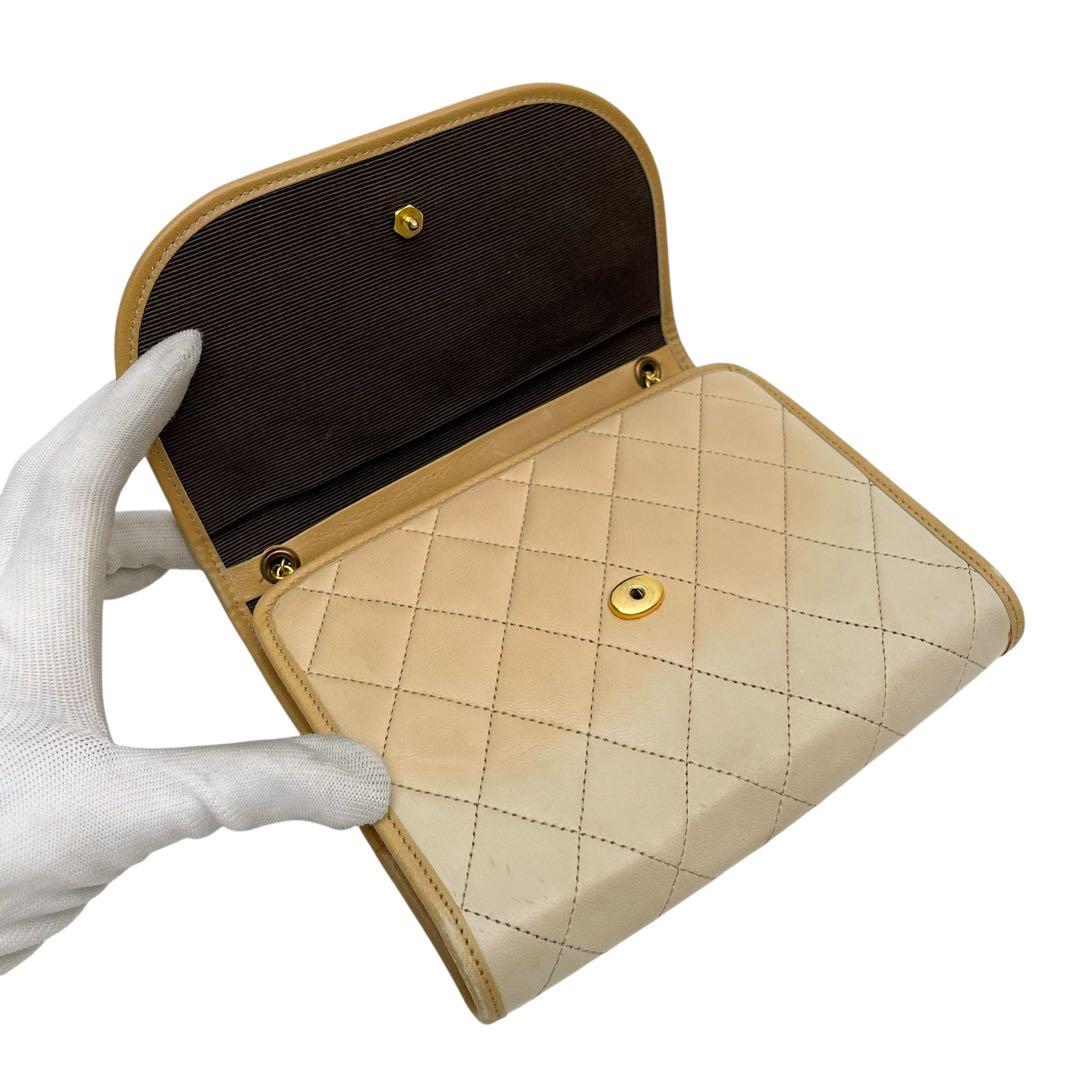 Chanel Mini Quilted Lambskin Chain Shoulder Bag Beige — view 7