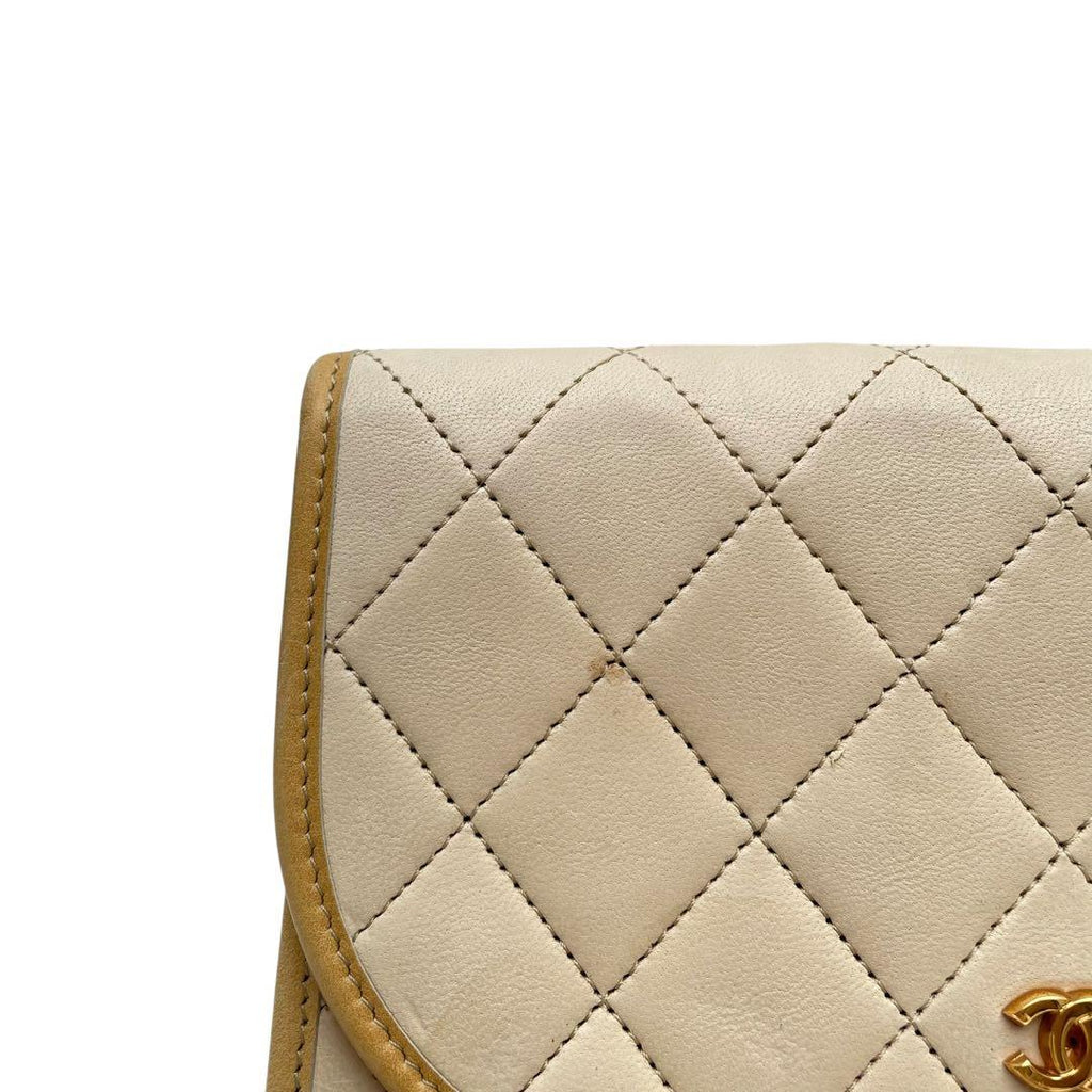 Chanel Mini Quilted Lambskin Chain Shoulder Bag Beige — view 9