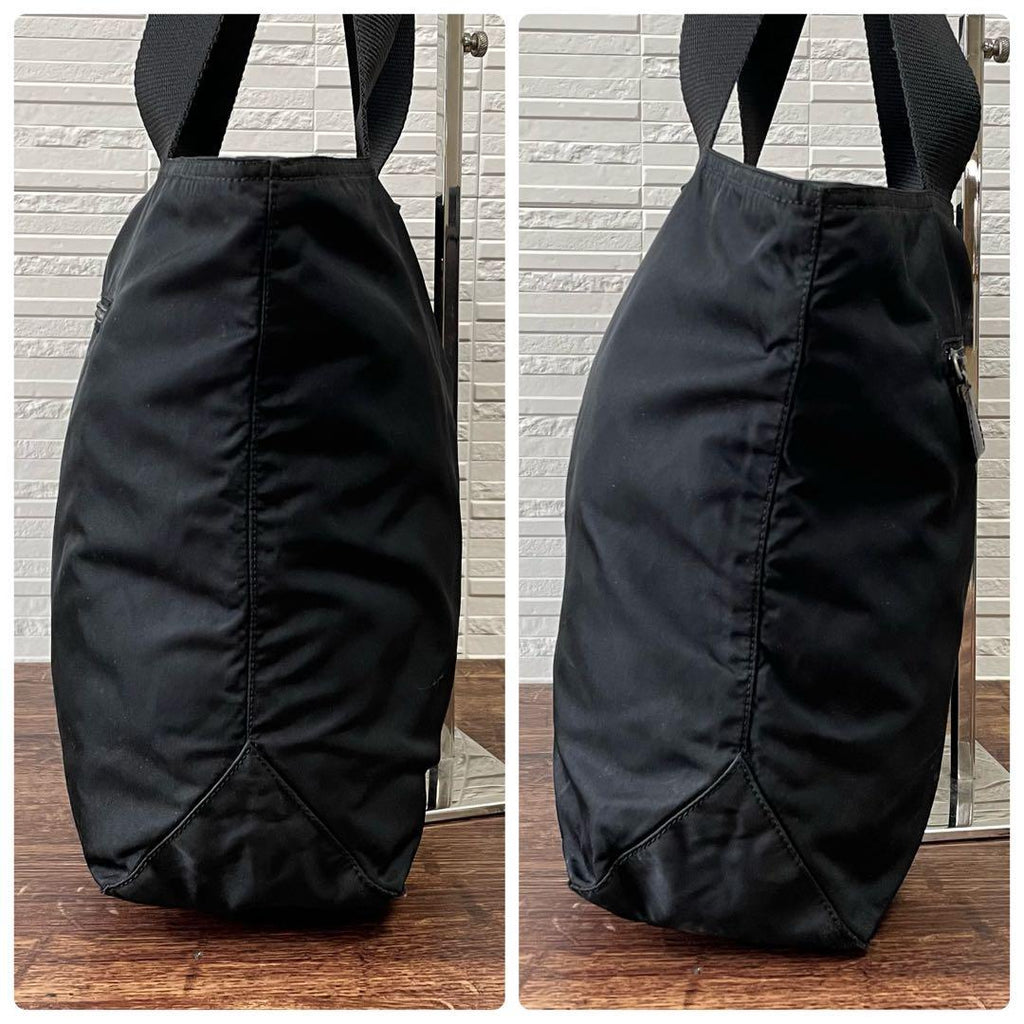 Prada Nylon Triangle Plate Logo Shoulder Tote Black — view 4